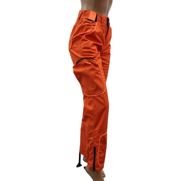 LE CHATEAU Y2K Bold Orange UTILITY Cargo Pants CINCHED velcro waistband Size 5/6 - Picture 2 of 7